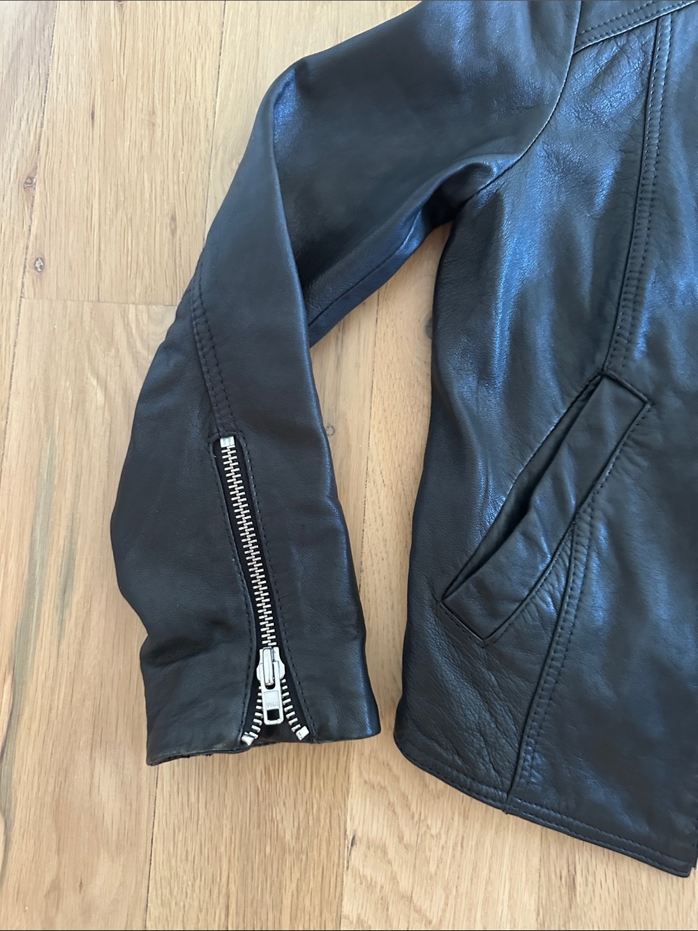 Madewell Black Leather Moto Zip Jacket - Picture 3 of 5